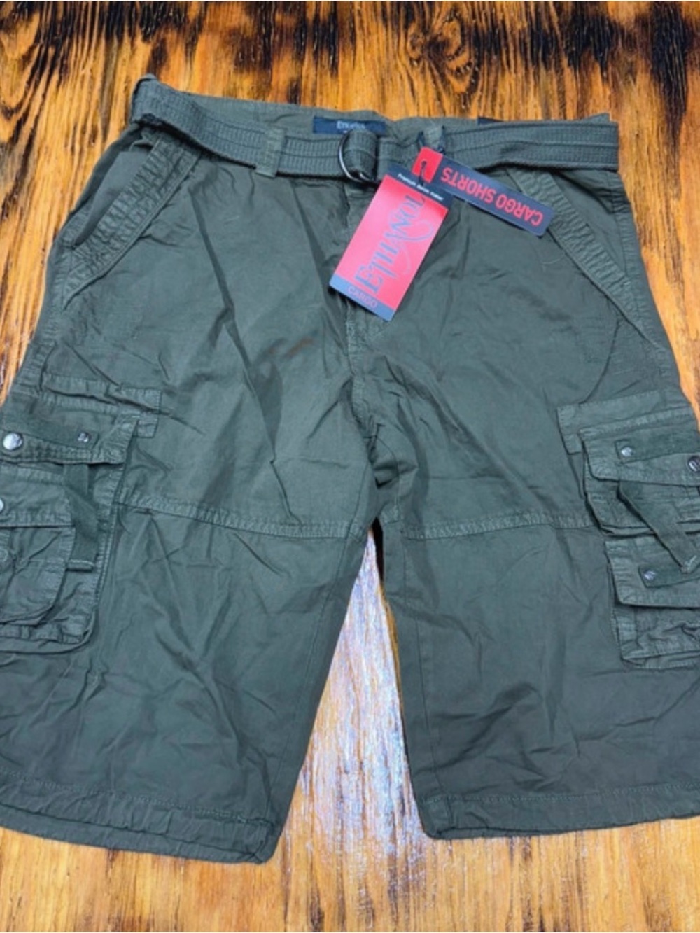 Hanro Olive Cargo Shorts with Web Belt